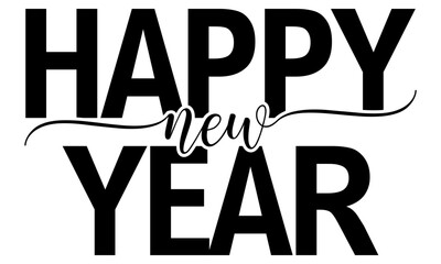 Artistic Black Handwritten New Year 2026 Typography Banner