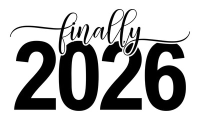 2026 New Year Greeting Banner in Bold Black Brush Script