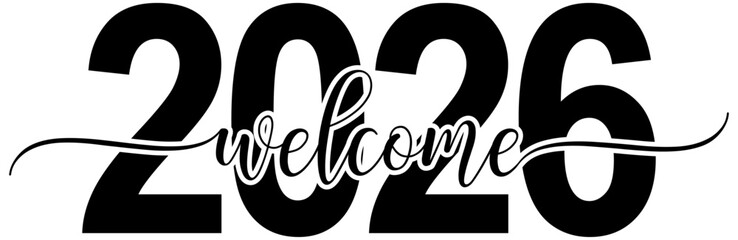 Handcrafted Brush Lettering Happy New Year 2026 Vector Art