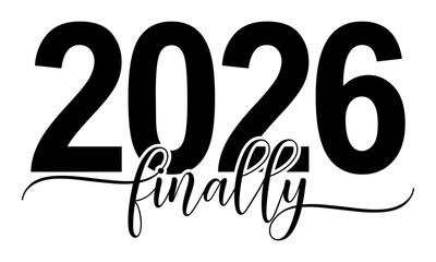 Happy New Year 2026 Black Brush Calligraphy Typography Vector
