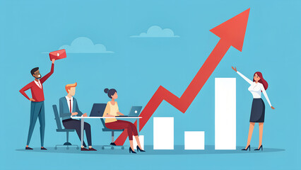 Dynamic team celebrating business growth and success, achieving targets with innovative strategies in modern office, showcasing collaboration and achievement