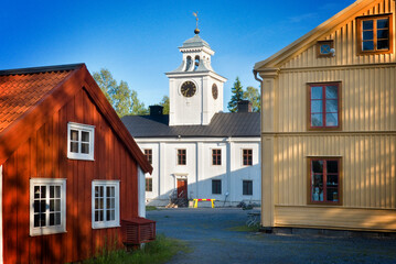 Town square in Murberget Open Air Museum in Härnösand, Sweden