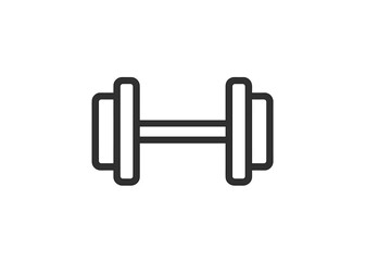 Minimalist symbol of a weightlifting barbell or dumbbell for gym and fitness applications