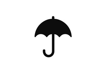 Simple black umbrella silhouette representing rain protection and safety from the elements