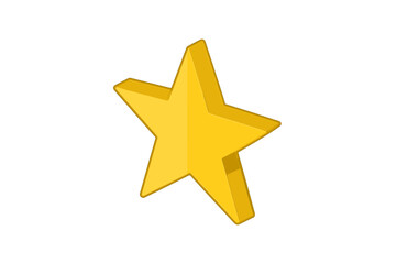 Bright yellow five-pointed star icon with three-dimensional perspective and glossy finish