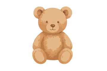 Fluffy brown teddy bear sitting down, perfect for baby shower or nursery design