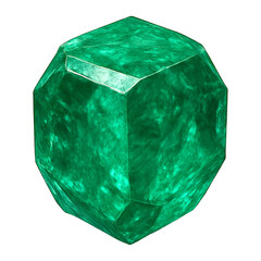 Realistic illustration of uncut emerald isolated on transparent background