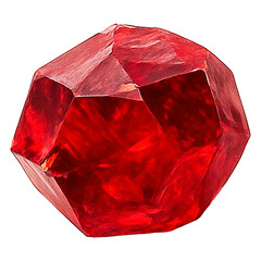 Realistic illustration of uncut red ruby isolated on transparent background