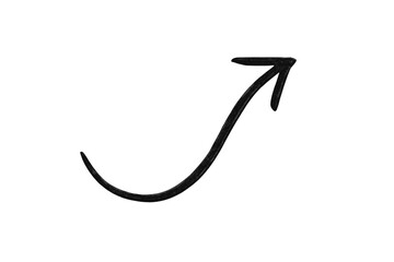 Black textured curved arrow pointing upward symbolizing direction and growth