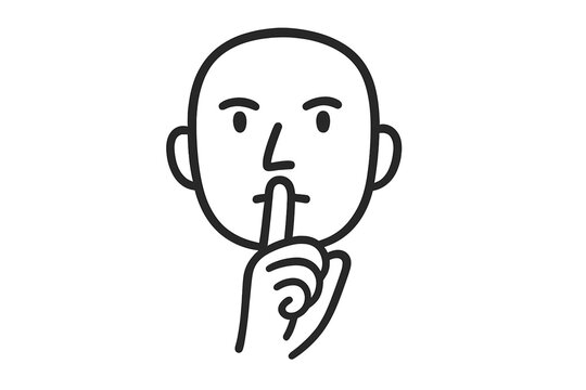 Person making shush gesture for silence or secrecy