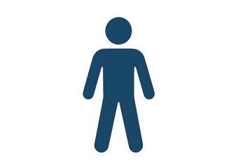 Dark blue silhouette of a generic human figure standing upright on a white background