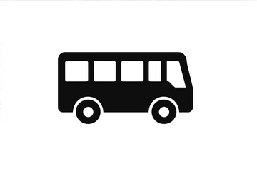 Simple black silhouette representing a public transportation bus or shuttle vehicle side profile