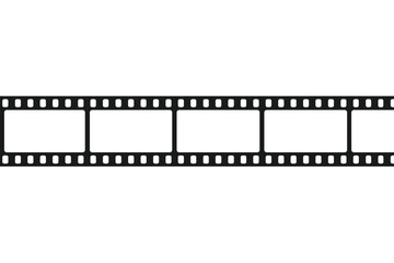 Seamless horizontal film strip border with empty frames and sprocket holes