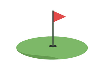 Simple golf course putting green graphic showing the hole and a red flag marker