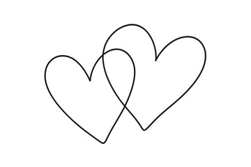 Two overlapping hearts in continuous line style symbolizing eternal love and connection