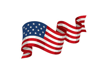 Dynamic flowing ribbon banner displaying the iconic stars and stripes pattern of the American flag © icon_art