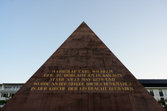 Karlsruhe, Germany - September 12 2025:Pyramid or Pyramide Grave or Tomb of Margrave Charles William of Baden Durlach.