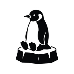 Cute penguin sitting on iceberg vector illustration arctic wildlife bird antarctic animal isolated on white background