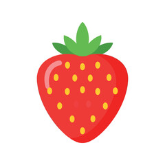 Fototapeta premium Red strawberry fruit illustration sweet berry icon healthy food graphic isolated on white background