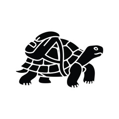 Black tortoise silhouette reptile illustration slow animal icon isolated on white background