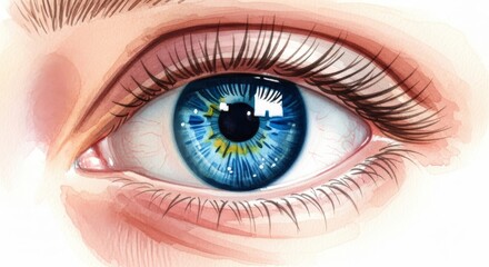Illustration of a Blue Eye - This is an illustration of a blue eye with detailed lashes and skin tone