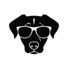 Cool dog wearing sunglasses vector silhouette pet fashion accessory canine eyewear isolated on white background