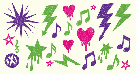 Punk rock and music icons vector illustration