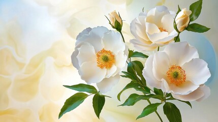 Fototapeta premium Elegant White Flowers with Soft Background for Artful Decor