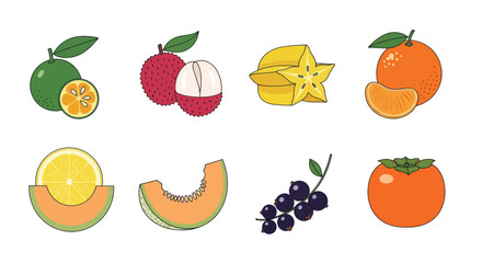 Assortment of fresh fruits vibrant colors and isolated designs