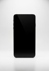 Naklejka premium Modern Mobile Phone Device - A sleek mobile phone with a dark screen is showcased against a clean white background