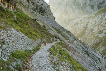 Ruta del Cares Hiking Trail in Picos de Europa in Summer, Northern Spain