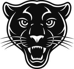 Panther head black logo silhouette vector