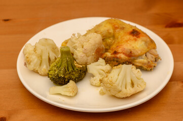 Served Plate of Oven-Baked Chicken with Vegetables