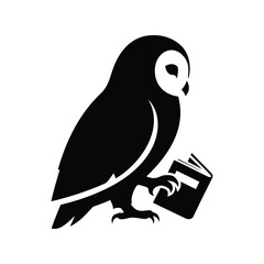 Wise owl reading book vector illustration knowledge symbol education icon wisdom graphic isolated on white background
