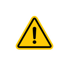 Hazard warning symbol. Danger sign isolated, attention icon. Danger warning attention pictogram with exclamation mark. Triangular risk sign, black and white. Caution. Raster icon. © Checha