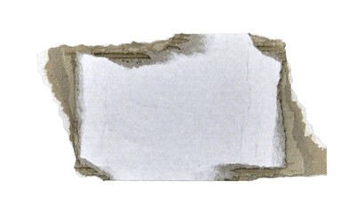 Brown and white corrugated kraft paper torn into pieces in transparent background png