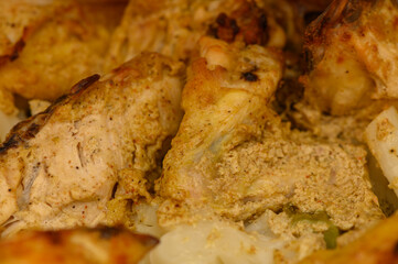 Macro Shot of Steam-Baked Chicken and Vegetables