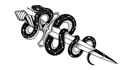 Snake and dagger vector illustration