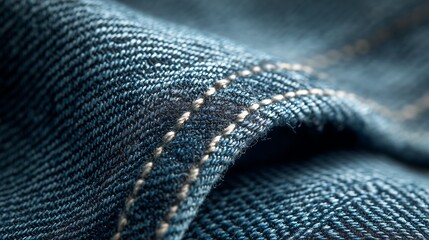 Blue denim fabric texture closeup