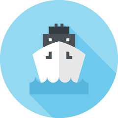 Modern cruise liner flat line vector illustration icon design concept. Icon for mobile and web graphics. Flat symbol, logo creative concept. Simple and clean flat pictogram