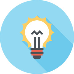 Modern light bulb flat line vector illustration icon design concept.