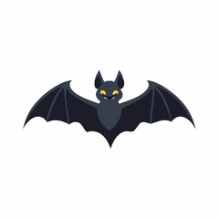 Cartoon bat with spread wings against a white background Halloween concept illustration