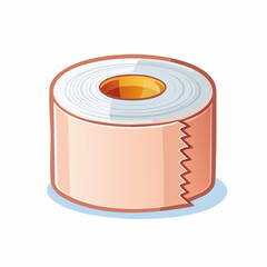 Cartoon illustration of adhesive tape roll with realistic details and style