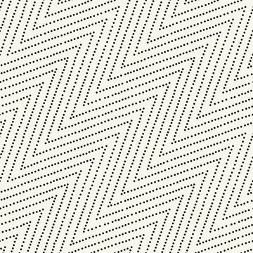 Vector seamless pattern. Modern texture. Repeating, abstract background with dotted zigzag. Graphic diagonal dotted lines. Can be used as a swatch for Illustrator.