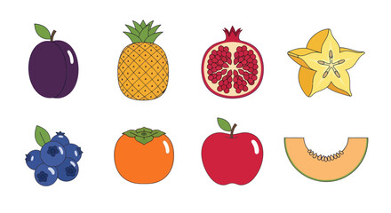 Assortment of vibrant fruits isolated on white background for various uses