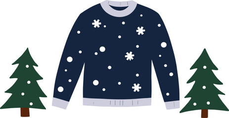 vector illustration of a christmas tree and snowman