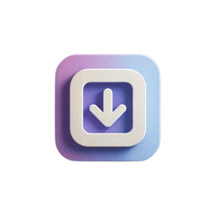 Isolated Download Icon with Soft Gradient Background and 3D Effect for Creative Design Projects