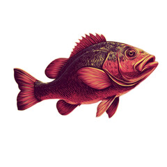 Vibrant Isolated Fish Icon on Contrasting Background - Detailed Illustration of a Single Fish, Perfect for Various Design Projects and Themes
