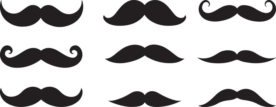 Man Moustache Silhouettes Set &ndash; Vintage, Classic, Hipster Beard Styles Vector Collection.