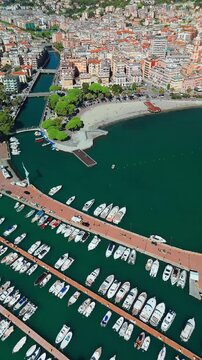 Aerial view of the picturesque resort town of Rapallo in Liguria, Italy